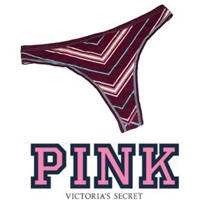 Victoria's Secret PINK Striped Thong Panties Underwear M P083